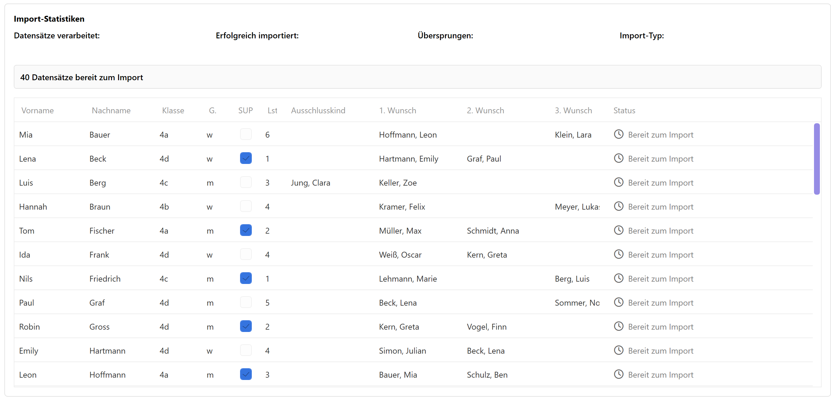 Kinderwünsche verwalten